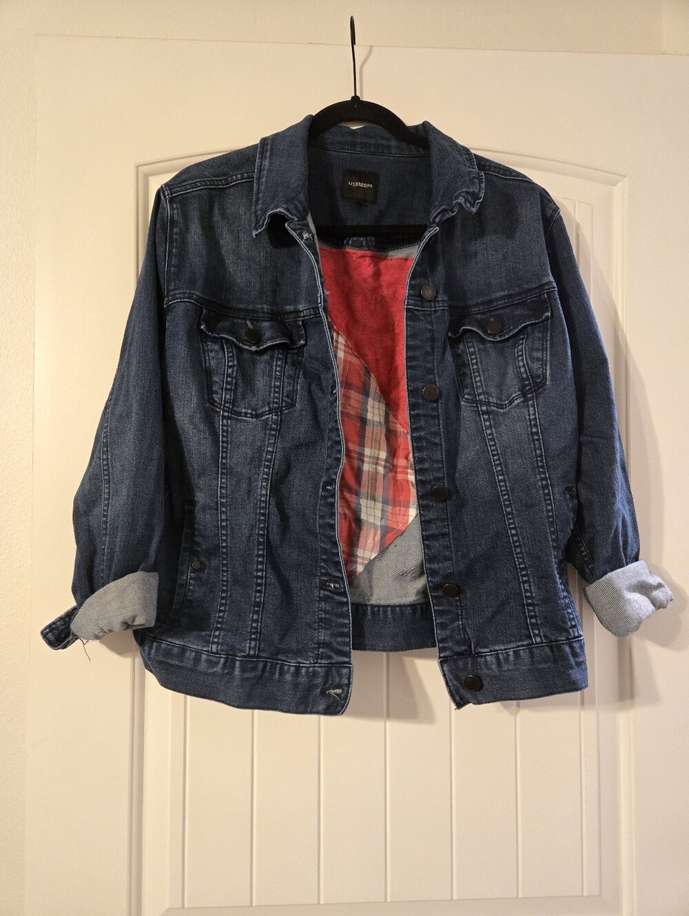 Custom Made Liverpool Denim Jacket with American Flag Patch - Picture 5 of 5